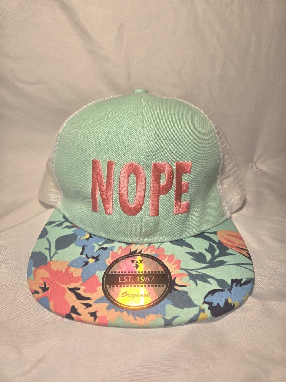 Nope Hat Funny Sarcastic Novelty Cap Truckers Hat Adjustable Hawaiian Theme